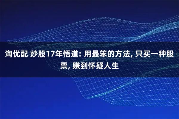淘优配 炒股17年悟道: 用最笨的方法, 只买一种股票, 赚到怀疑人生