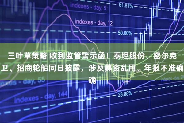 三叶草策略 收到监管警示函！泰坦股份、密尔克卫、招商轮船同日披露，涉及募资乱用、年报不准确